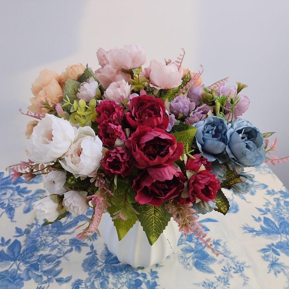 1 Bund Herbst Künstlicher Pfingstrosenstrauß für Hochzeit Wohnzimmer Heimdeko Schmuck