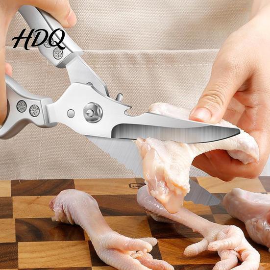 Linkshänder Rechtshänder Schere Robuste Küchenschere mit Federgriff Edelstahl Geflügel für Mehrzweck Hähnchen Fisch Rippen 6-in-1