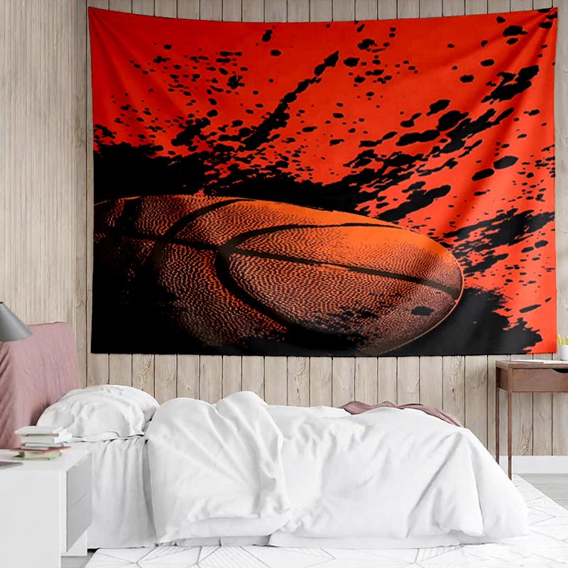 basketball Print Tapestry, Backdrop, Easy Setup, Ideal for Bedroom, Office & Living Room, with Aesthetic Wall Hanging Decor.