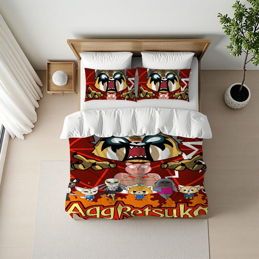Cartoon Aggretsuko Cool Duvet Cover Set Home Style Bedding Soft Laundry Cotton Bed 3 Piece Set Student Dormitory Gift