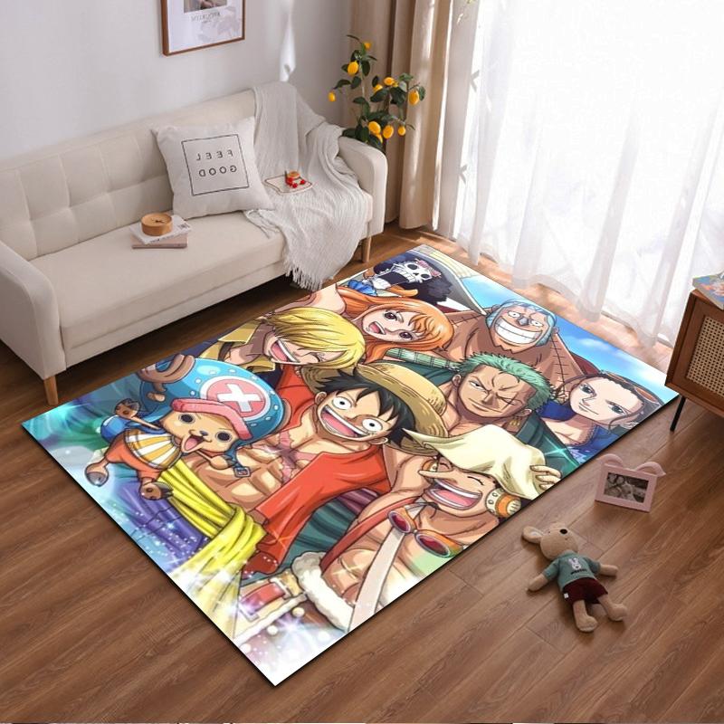 Colorful Anime-Themed Carpet with Cartoon Characters In Vibrant Scene Suitable for Use As an Anti-slip for Living Room Bedroom Sofas