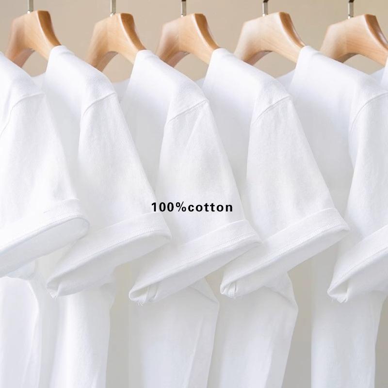 Highquality Xinjiang Cotton Heavy 250g Pure White Opaque Shortsleeved Tshirt Unisexs Casual Bottoming Shirt Top Unisexs Summer
