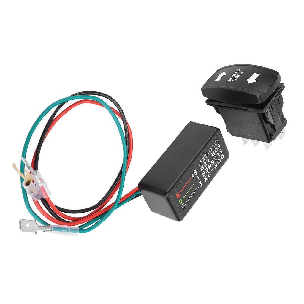 DC12 24V Turn Signal Rocker Switch with Flasher Green LED for ATV UTV RV Vehicle Off Road Pickup Tractor Boat Motorcycle