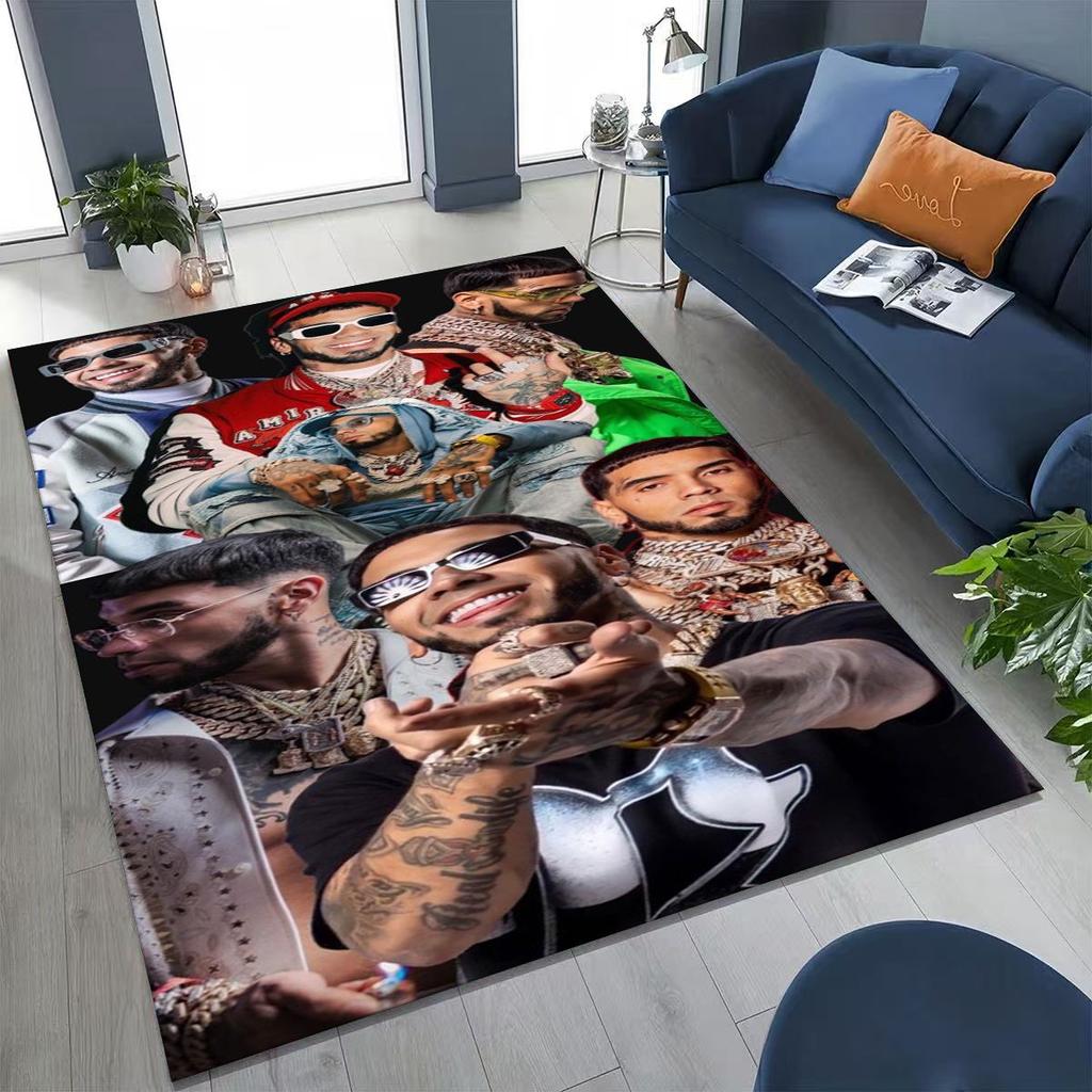 Anuel AA  Hip Hop Rapper Singer Rug for Bedroom Living Room Sofa Home Doormat Decor, Large Kids Play Non-slip Floor Mat Gift