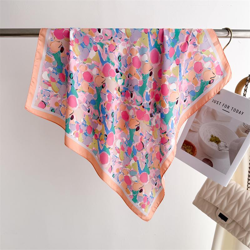 Luxury Print Small Square Scarf Simulated Silk Thin Neck Scarf Fashion Sunscreen Headscarf Women 70x70cm Neckerchief Headband