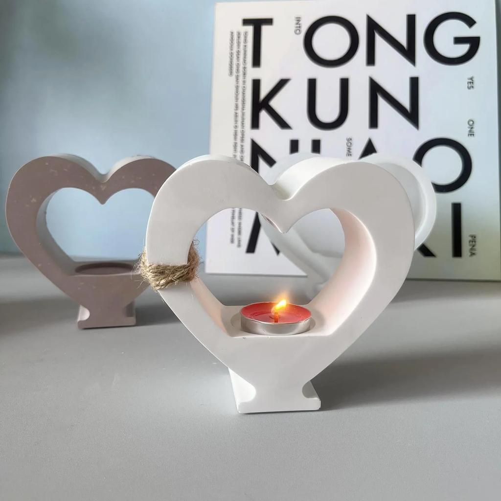 Heart-shaped Tea Lamp Candlestick Silicone Mold Heart-shaped Decorative Item Gypsum Mold Valentine's Day Gift