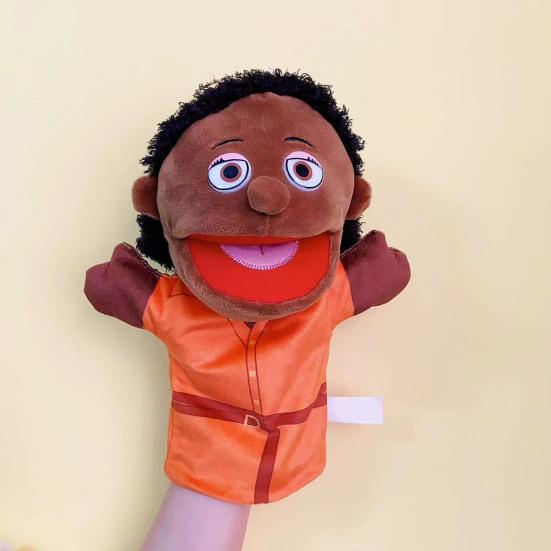 Hand Puppet Doll Black African Grandparents Parents Son Daughter Family Member Cartoon Doll Interactive Toys Kids Storytelling Pretend Play