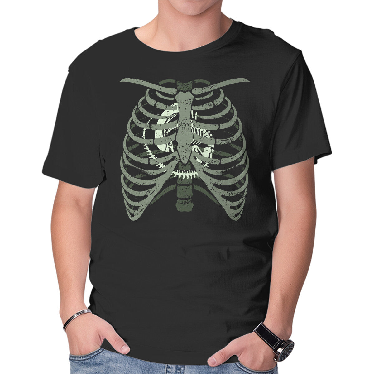 Unisex Crew Neck T-Shirt Alien In Your Chest Graphic Short Sleeve Casual Tee XL