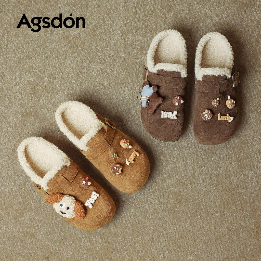 Augustine Fleece Birken Slippers New Autumn and Winter Cave Head Half Slippers Fluffy Shoes