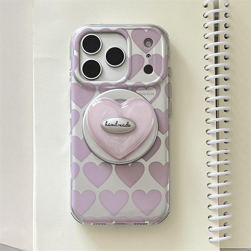 

Korean Style Electroplated Heart Magnetic Phone Case for iPhone 17/16 Pro Max/15/14 Apple 16 Pro