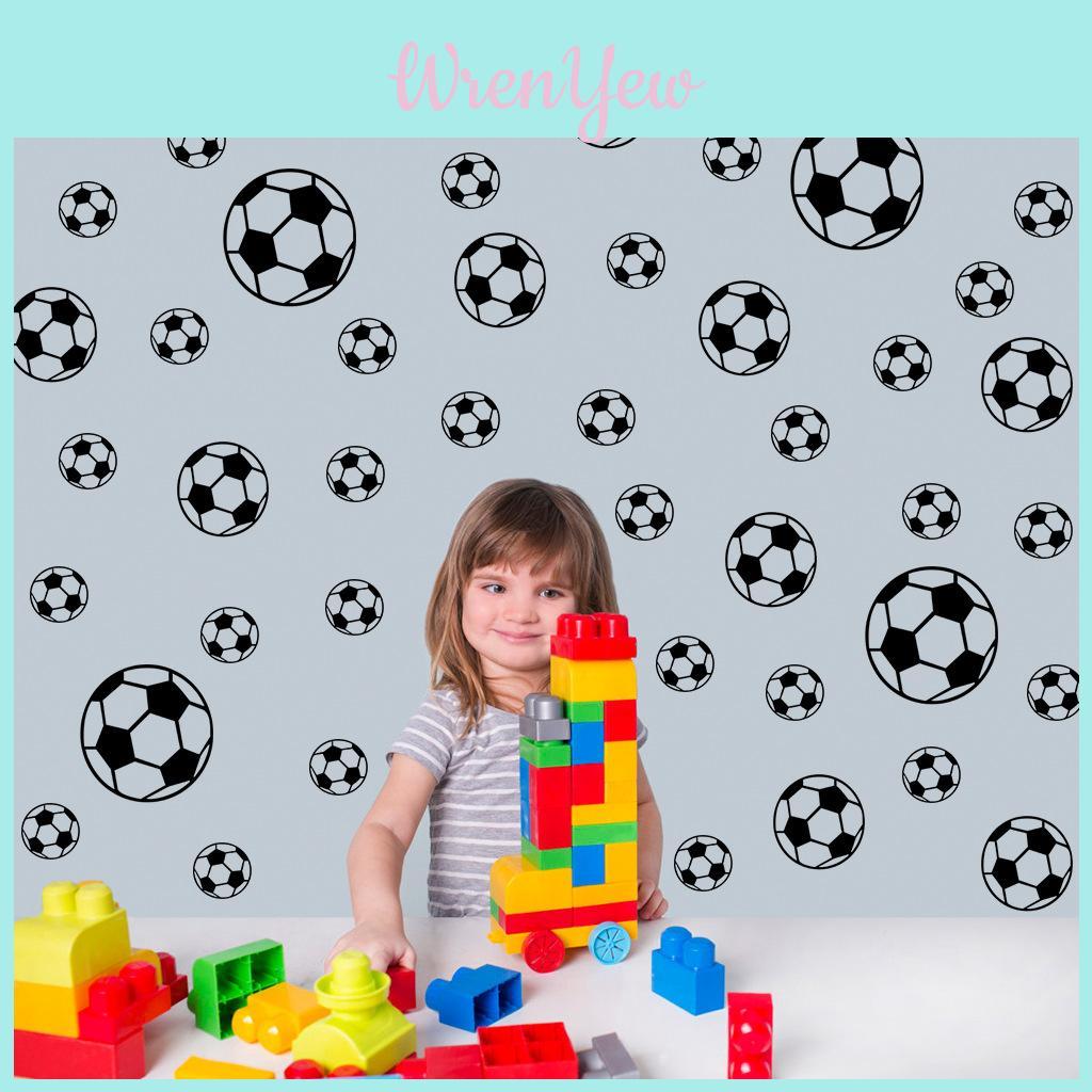Wall Decor Pvc Football Pattern Removable Sticker For Kids Bedroom And Living Room