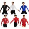 Salopetă Acrobatică Gimnastică Bărbați Tango Rumba Chacha Dans Latin Body Tricou Topuri Bărbați Mânecă Lungă Leotard Patinaj Artistic