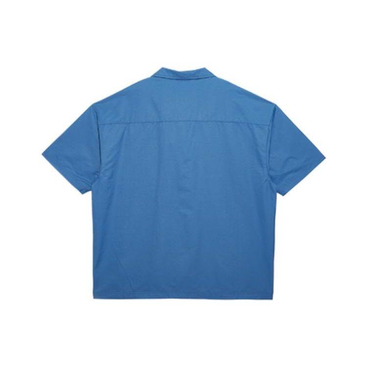 New Era SS22 Midnight Diner Print Woven Solid Short Sleeve Shirt Unisex Shirts Blue 13280297