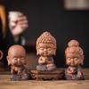 Saha Three Saints Buddha Ceramic Statue: Ksitigarbha, Tathagata, and Guanyin Tabletop Ornament
