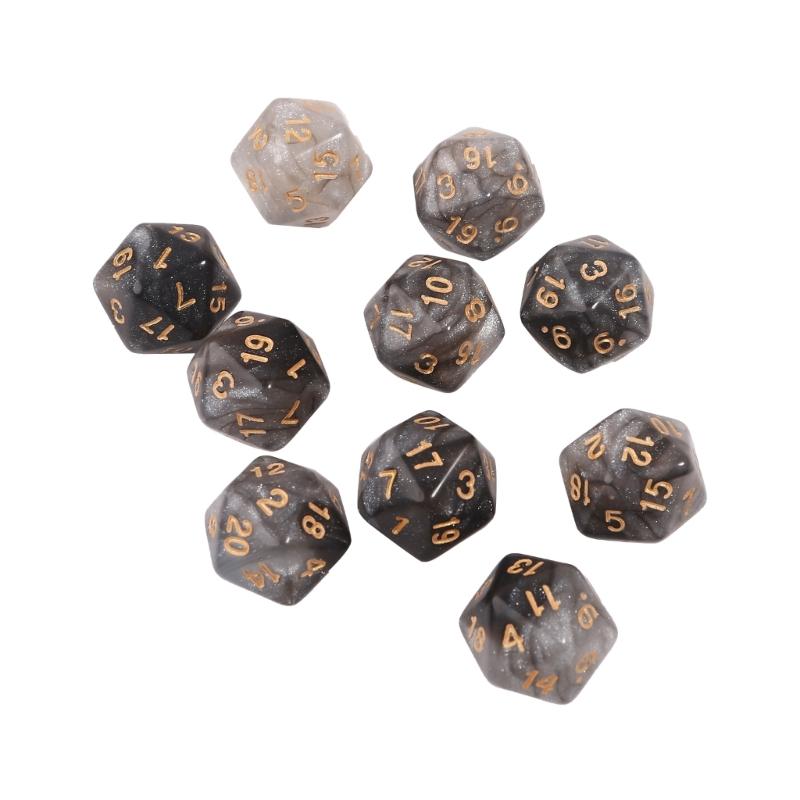10 Pcs Polyhedral RPG Dice Acrylic 20-Sided Double-Color Game Dice for Aesthetic Conscious Tabletop Player Easy-Use 24BD