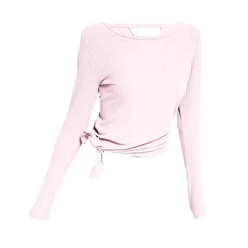 New Autumn/Winter Quick-Dry Slimming Long Sleeve Pilates Yoga Top – Versatile and Flattering Round Neck Sportswear
