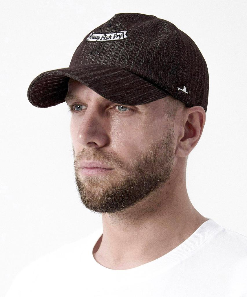 Akau Oversized Denim Herringbone 5-Panel Ball Cap (Brown)