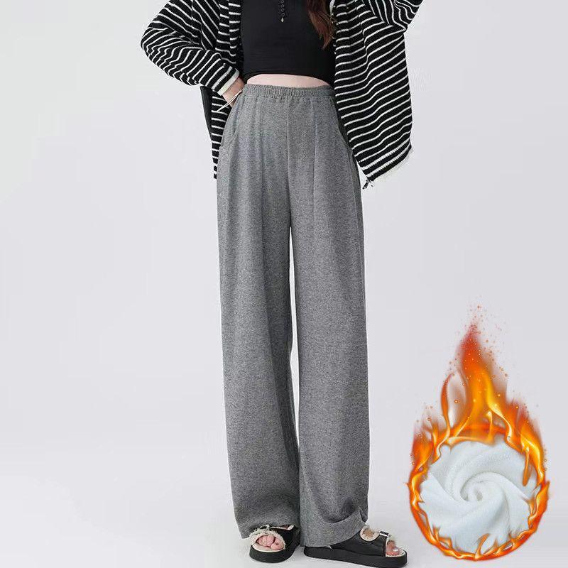 Umstandsmode Weitbeinige Samthose: Gemütliches Design mit seitlichem Kordelzug für Herbst/Winter, ideal sowohl für vor als auch nach der Schwangerschaft.