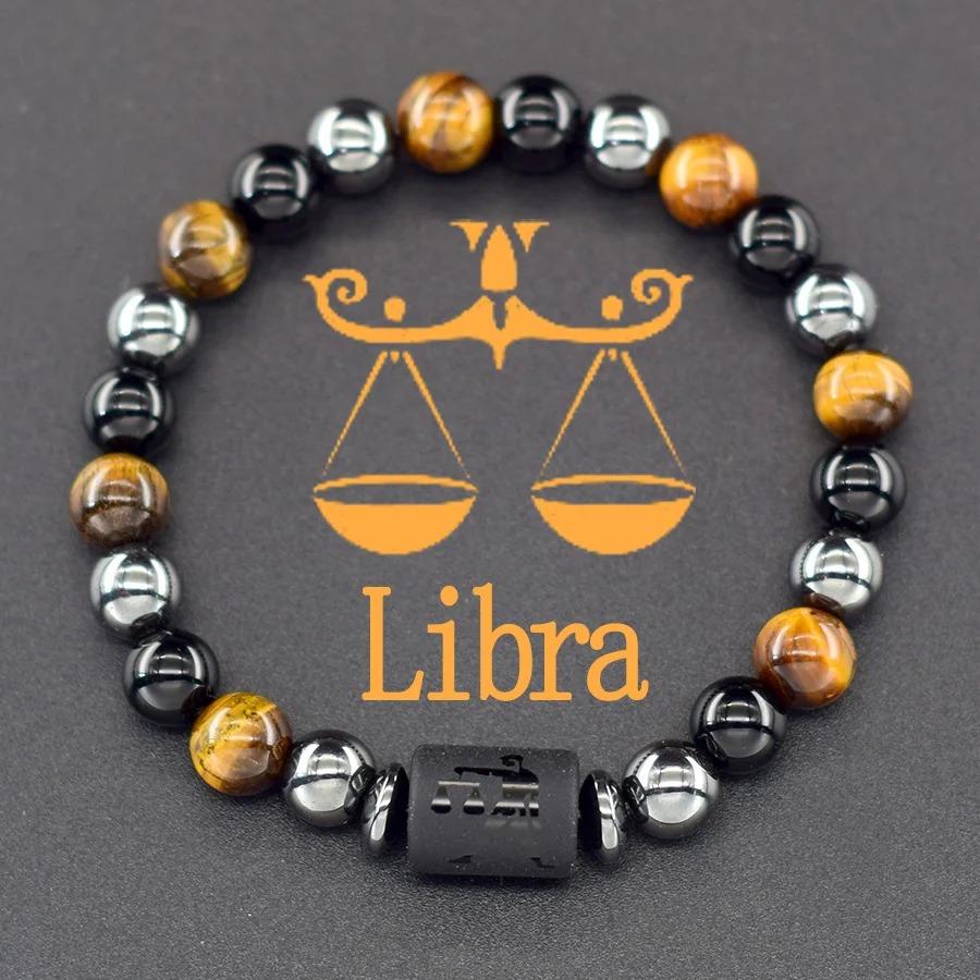 12 Zodiac Signs Natural Stone Bracelets Leo Capricorn Taurus Cancer Bracelets Girl Men Couple Friendship Jewelry Gift Bracelets FashionColor