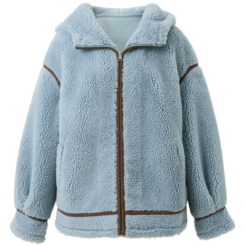 Sancai Women's Eco-Fur Hooded Loose Warm Coat