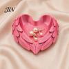 Smooth Edge Jewelry Holder 3D Printed Heart Shaped Tray, Wing Girlish Dressing Table Organizer Organizer, Vanity for Rings Earrings Necklaces