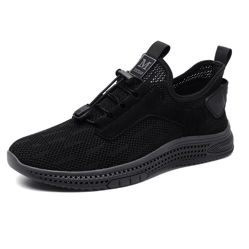 Breathable Flyknit Running Shoes for Older Men: Lace-up, Thick Sole, Mesh Fabric 41