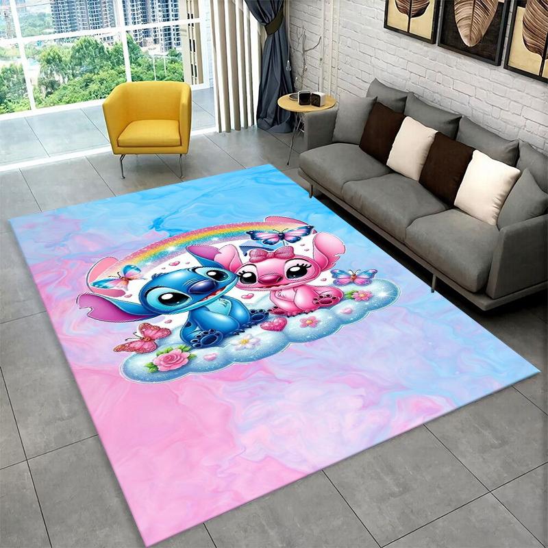 Cute S-Stitch Cartoon Non-Slip Area Rug for Living Room,Bedroom,Playroom,Soft Carpet Floor Mat Home Decor Rug Kids Room Gift