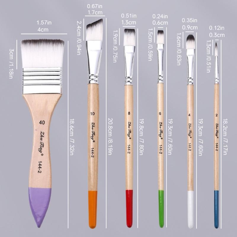 6 Pcs Acrylic Paint Brushes Set Nylon Hair Paint Brushes Watercolour Painting Brushes Art Paint Brush Drawing Supplies