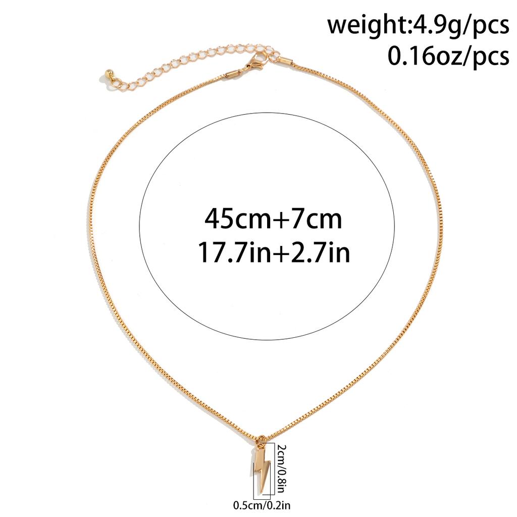 KunJoe Punk Metal Geometry Lightning Pendant Necklace for Men Simple Silver Color Box Chain Choker Necklace Hip Hop