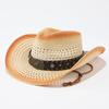 New western cowboy straw hat European and American gradual change color retro panama straw hat fashion jazz top hat