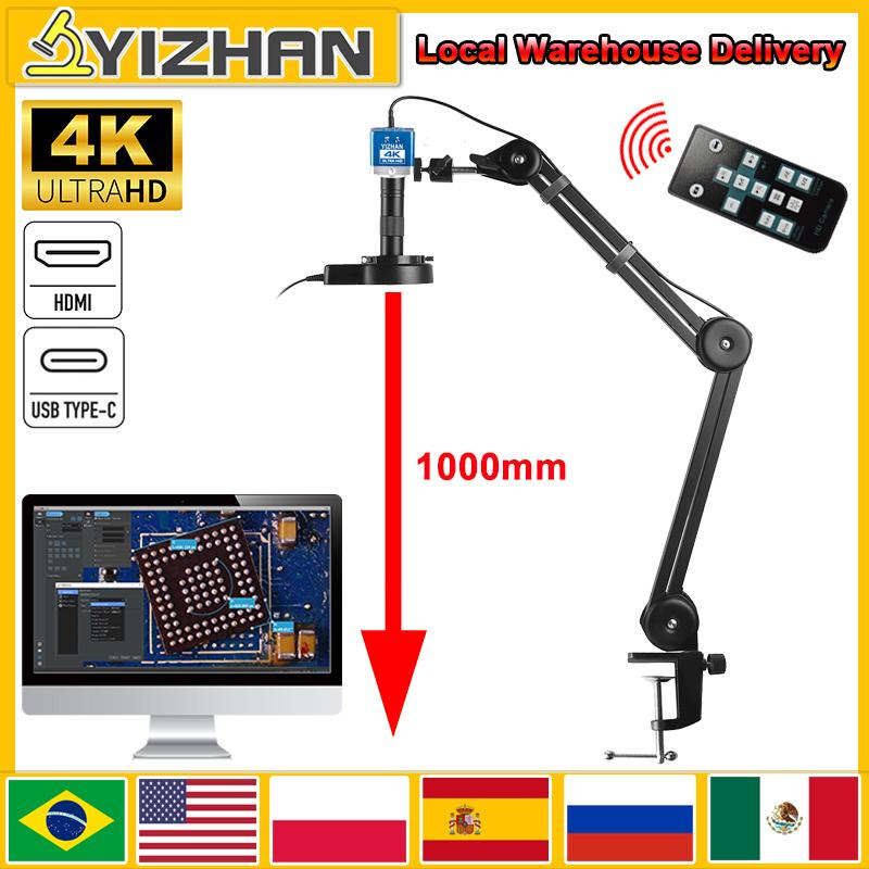 YIZHAN 150X Zoom Lens Electron Video Microscope 4K 49MP UHD Microscope Camera HDMI Type-C 1080P 60FPS Industrial Welding Tools