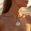 Enamel Shell Pendant Necklace, Faux Pearl Shell Charm Necklace, Summer Beach Necklace, Seaside Vacation Jewelry for Women