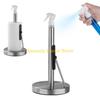 F26C Standing Paper Stand with Sprays Bottle Stainless Steel Tissue Roll Rack Metal Paper Towel Dispenser for Everyday Use