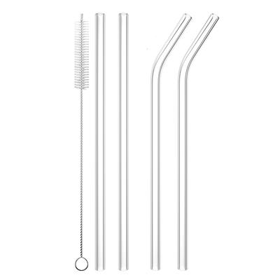 5 PCS Reusable Glass Drinking Straw, Replacement Straw 7.88'' X 8MM Clear Practical Straw for 20/30/32oz Tumblers Smoothie Straw