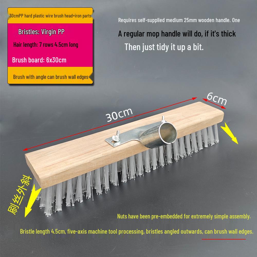 Long-Handled Stiff-Bristled PP Floor Scrubbing Brush for Kitchen, Bathroom, Outdoor, and Cement