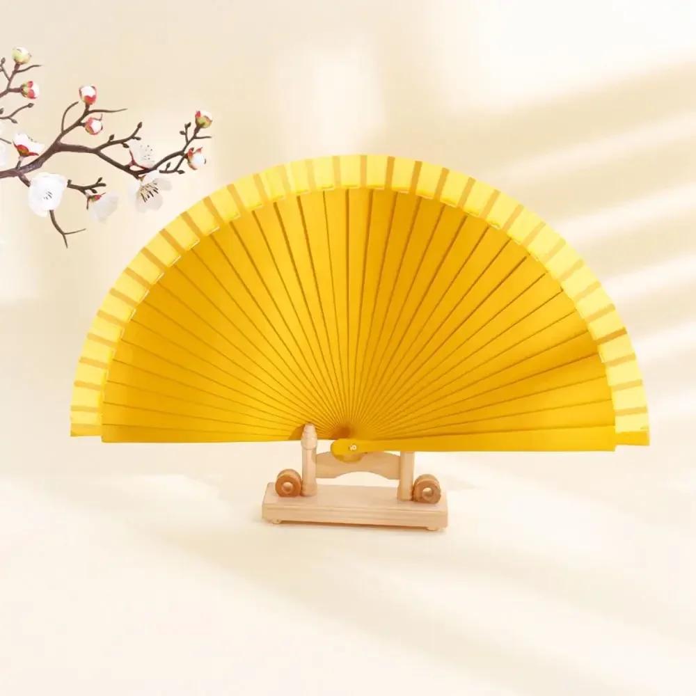 Simple Spanish Plain Fan Modern Solid Color Art Craft Decorative Props Fan Handmade Pure Wood Folding Fan Party Gift