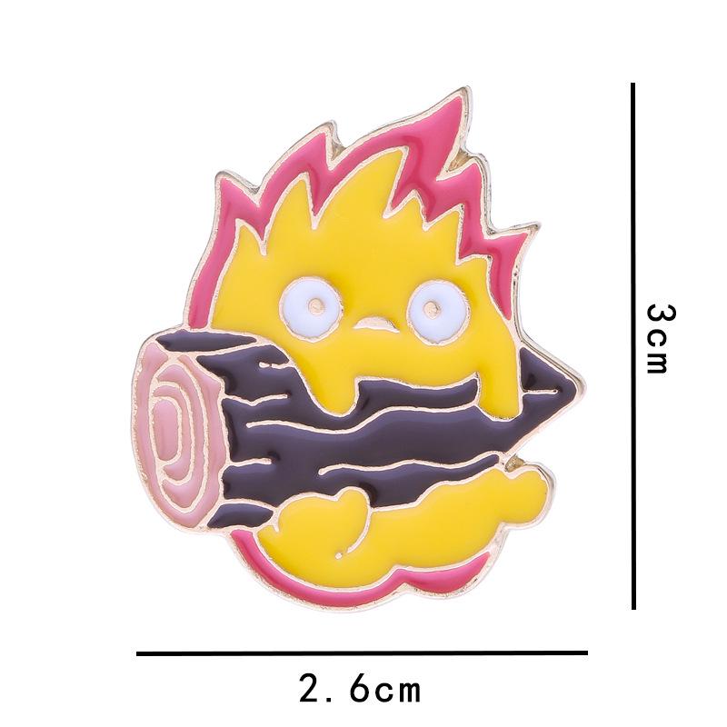 Japanese Fire Spirit Animal Brooch - Trendy Cartoon Alloy Pin for Backpacks & Clothes