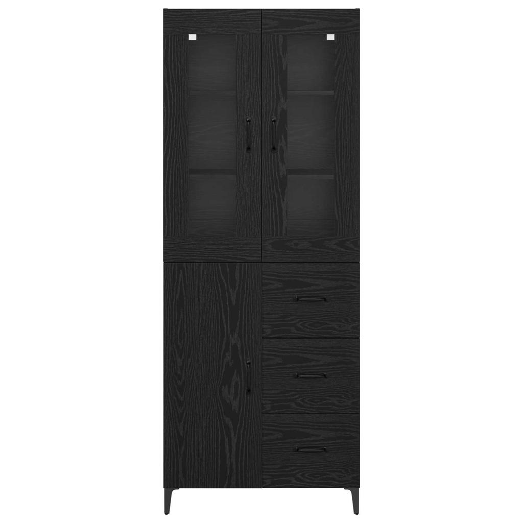 Highboard in Black Oak Look 69.5 x 34 x 180 cm Engineered Wood