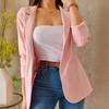 Women's Lapel Collar Long Sleeve Blazer Slim Fit Solid Color Casual Office Open Front Workwear Jacket