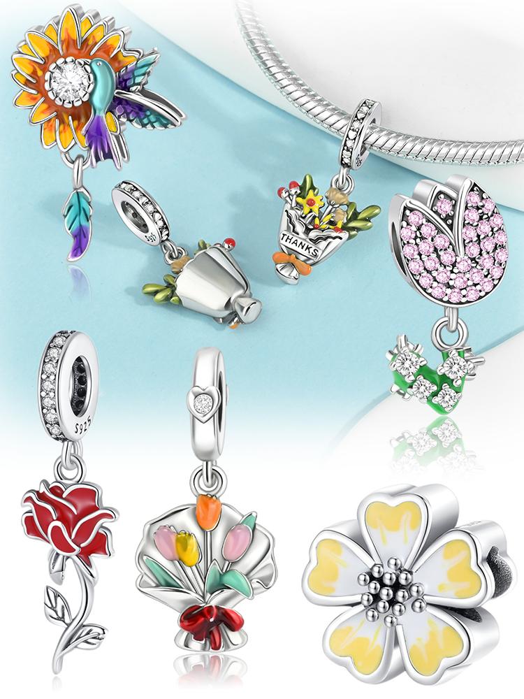 Valentines Day Gift Fireworks Daisy Rose Bird Copper Plated For Charms Popular Copper Plated Bracelet For Jewelry Making