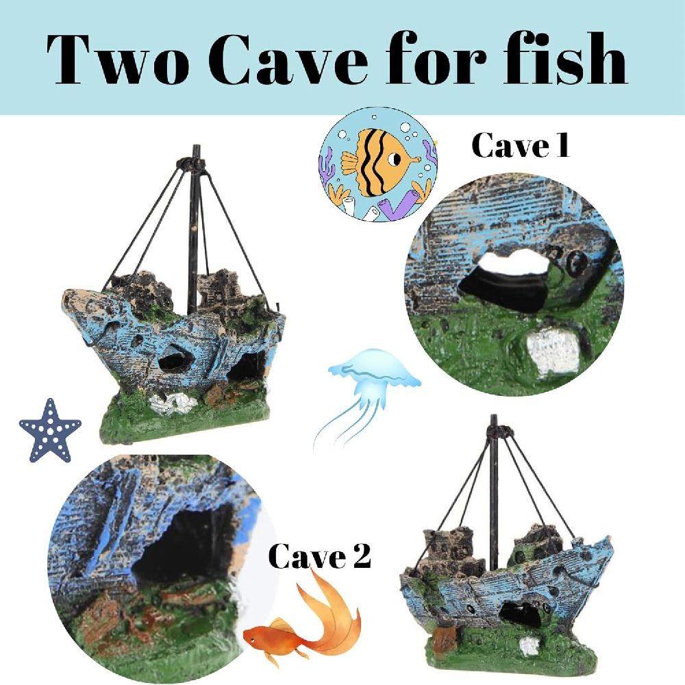 Fish Tank Decoration, Resin Shipwreck Fish Tank Decoration, Large Shipwreck Aquarium Decoration, Betta Fish Tank Accessories, Shipwreck Fish Hideout