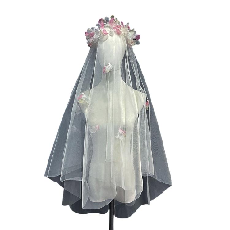 Flower Studded Bridal Veil for Bride To Be Gift, Bridal Shower, Wedding Veil