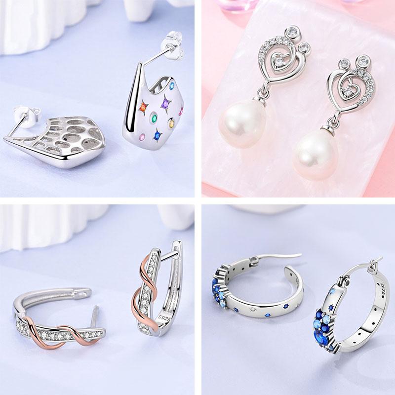 New 925 Silver Hoop Earrings Zircon Irregularity Drop Earring Stud For Original Women Birthday Party Fine Jewelry Gifts
