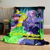Two Stylized Characters In Dynamic Poses with Neon-lit Urban Backdrop. for All Seasons Blanket Lunch Break Throw Gift