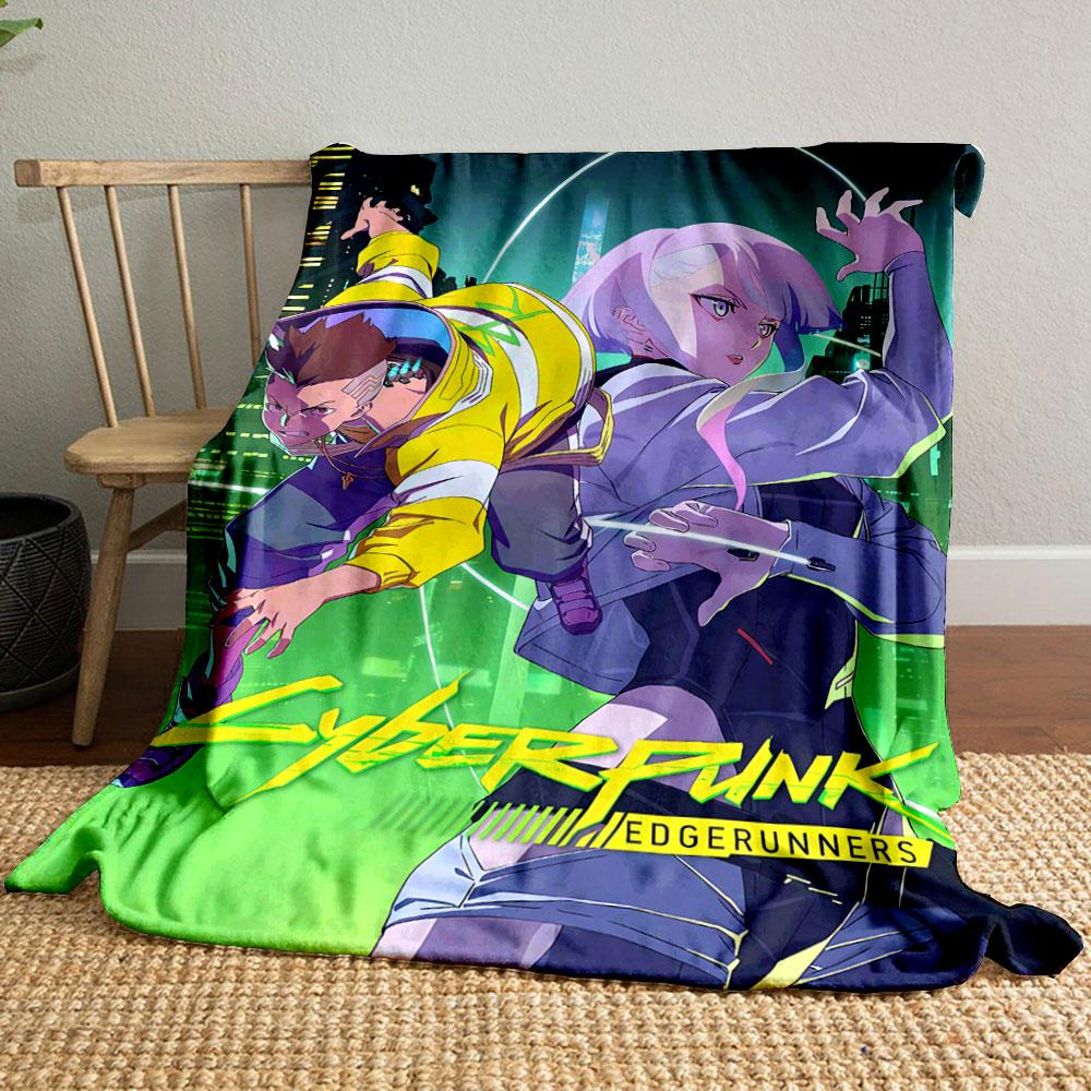 Two Stylized Characters In Dynamic Poses with Neon-lit Urban Backdrop. for All Seasons Blanket Lunch Break Throw Gift