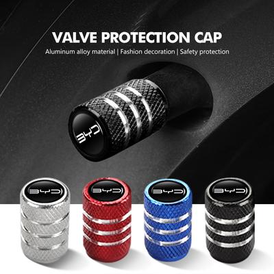 For BYD 4Pcs Car Tire Valve Stems Cap Tire Valve Cap Wheel Stem Air Valve Cap 3 Yuan F3 E6 F0 G3 I3 Plus Ea1 Song Max Tang