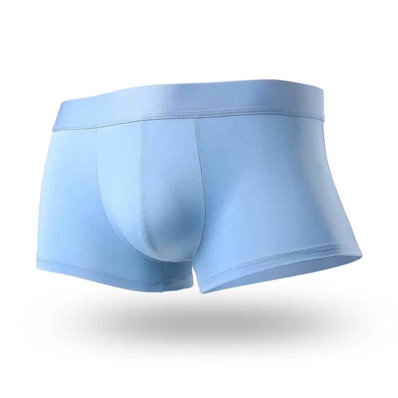 Men's Spring and Summer Solid Color Ice Silk 10A Antibacterial Double-layer Inner Breathable Briefs