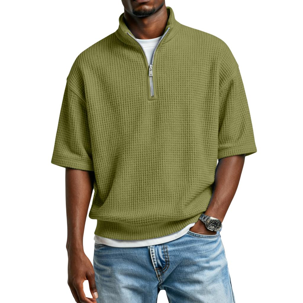 Men's Casual Quarter-Zip Short-Sleeve Top