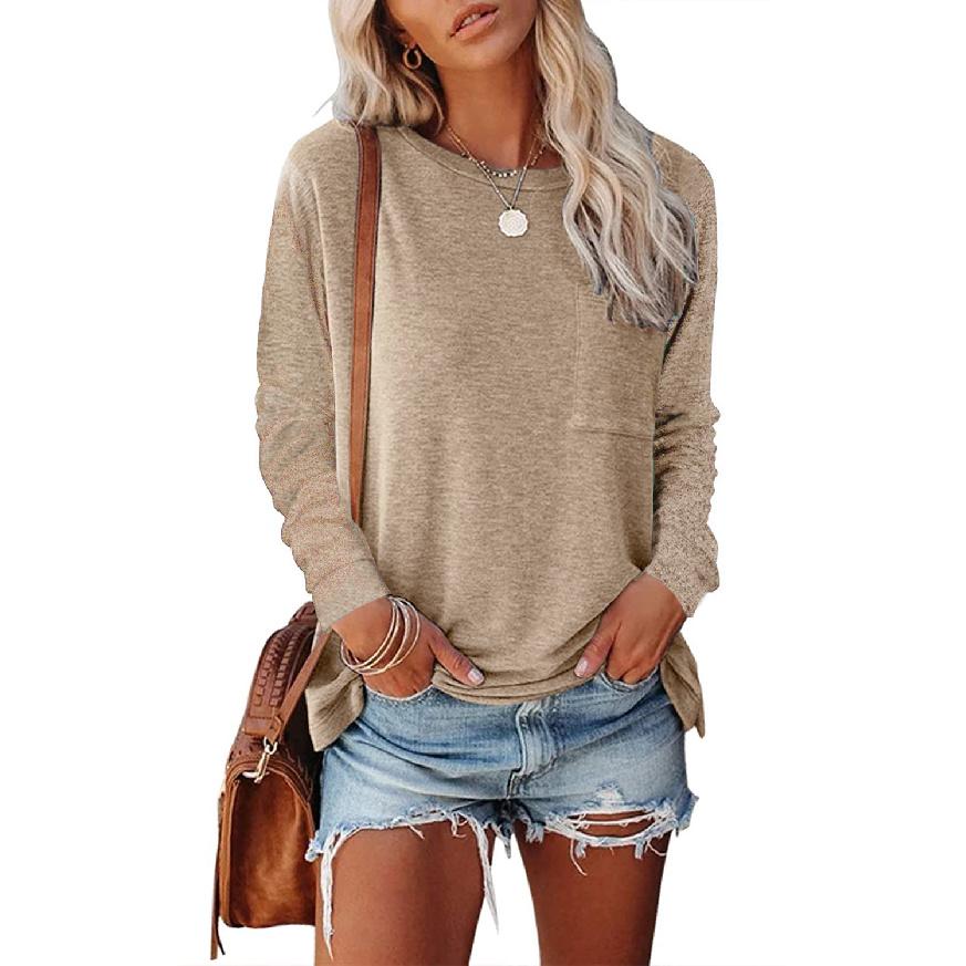 Ladies' New Versatile Work Four Seasons Leisure Daily Sexy Beautiful Loose Top Long Sleeve T-Shirt