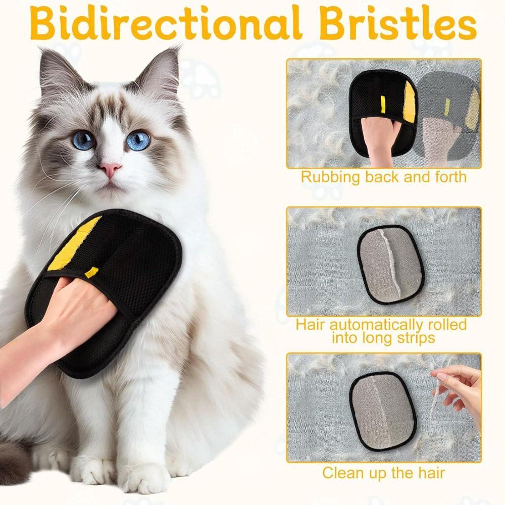3PCS Soft Pet Grooming Gloves Multi-functional Pet Hair Remover Brush Static Dedusting Brush  Carpet
